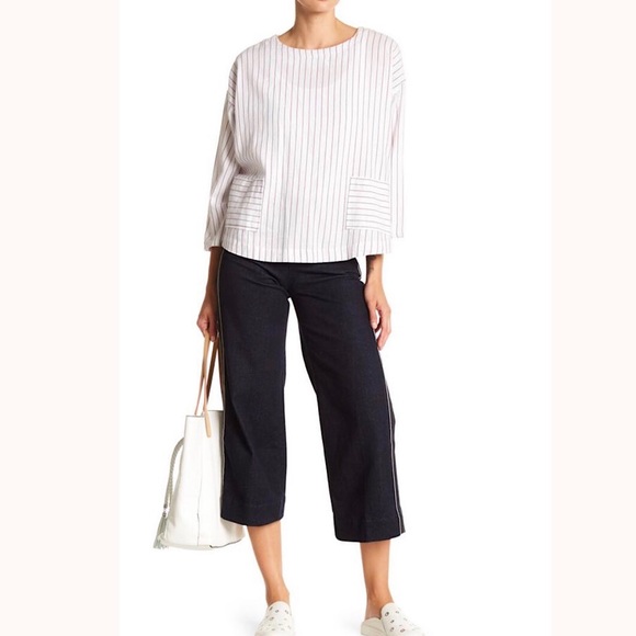 J BRAND Liza Mid Rise Crop Culotte Jeans in Border Size 25, 26 - Picture 3 of 8